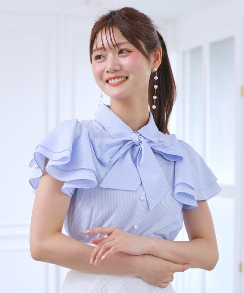 WILLSELECTION（ウィルセレクション）の「フレアスリーブリボンタイブラウス（シャツ/ブラウス・レディース・オフホワイト/ピンク/ブルー系その他・FREE）」の18枚目の写真