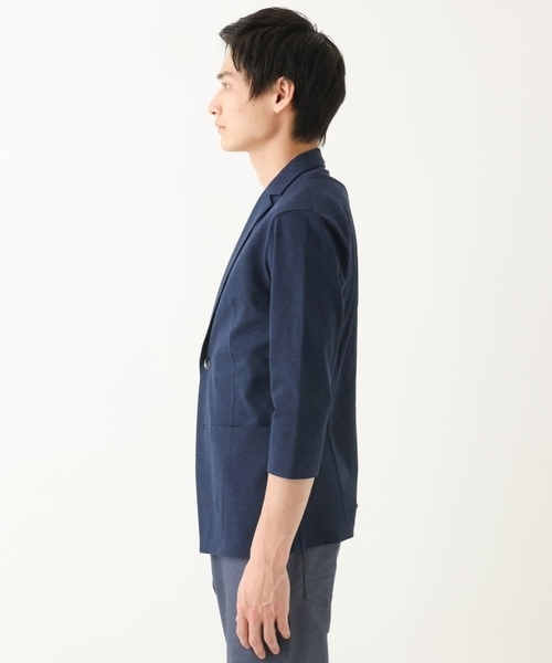 MK MICHEL KLEIN HOMME (エムケーミッシェルクランオム)の「【洗える / コットン100%】マイクロカノコストレッチジャケット(テーラードジャケット・メンズ・ネイビー/チャコールグレー/アイボリー・48/51/46)」の5枚目の写真