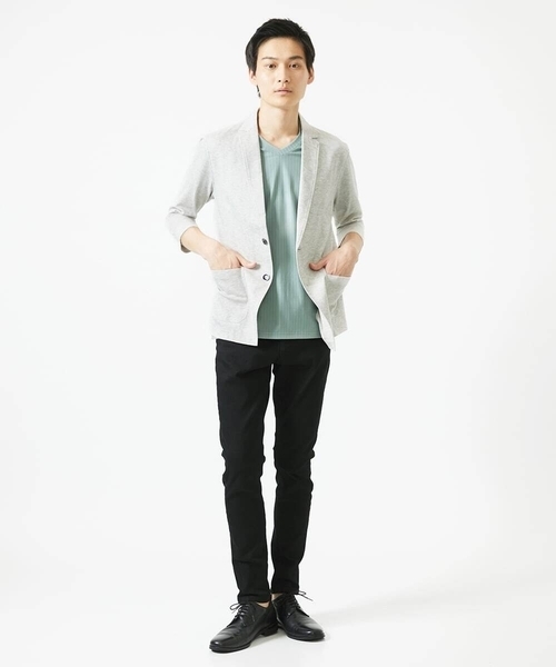 MK MICHEL KLEIN HOMME (エムケーミッシェルクランオム)の「【洗える / コットン100%】マイクロカノコストレッチジャケット(テーラードジャケット・メンズ・ネイビー/チャコールグレー/アイボリー・48/51/46)」の14枚目の写真