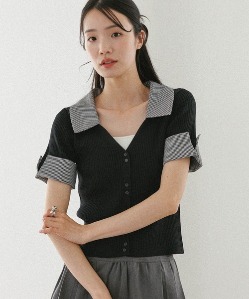 セール】レイヤード半袖ニット 575807（ニット/セーター）｜Heather