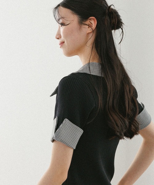 Heather(ヘザー)の「レイヤード半袖ニット 575807(ニット/セーター・レディース・グレー/オフホワイト/ブラック・FREE)」の20枚目の写真