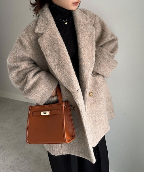 セール】ダブルテーラードシャギージャケットコート（テーラード