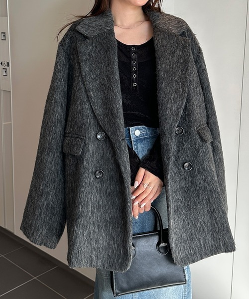 solleim（ソルレム）の「ダブルテーラードシャギージャケットコート（テーラードジャケット・レディース・ベージュ/グレー/アイボリー・L/M）」の16枚目の写真