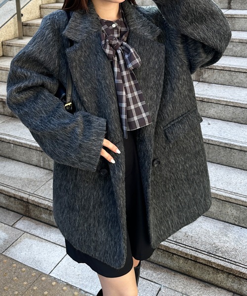 solleim（ソルレム）の「ダブルテーラードシャギージャケットコート（テーラードジャケット・レディース・ベージュ/グレー/アイボリー・L/M）」の22枚目の写真