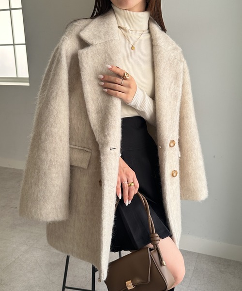 セール】ダブルテーラードシャギージャケットコート（その他アウター