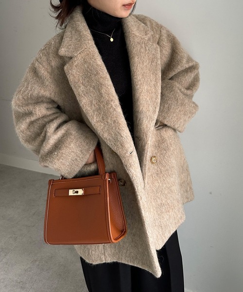 セール】ダブルテーラードシャギージャケットコート（その他アウター