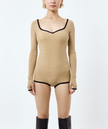 Sweetheartneck bodysuits/ハートネックロングスリーブボディスーツ