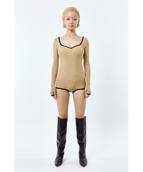 DLESS(ドレス)の「Sweetheartneck bodysuits/ハートネックロングスリーブボディスーツ(Tシャツ/カットソー・レディース・ブラック×ゴールド/ゴールド系その他・X-SMALL)」の12枚目の写真
