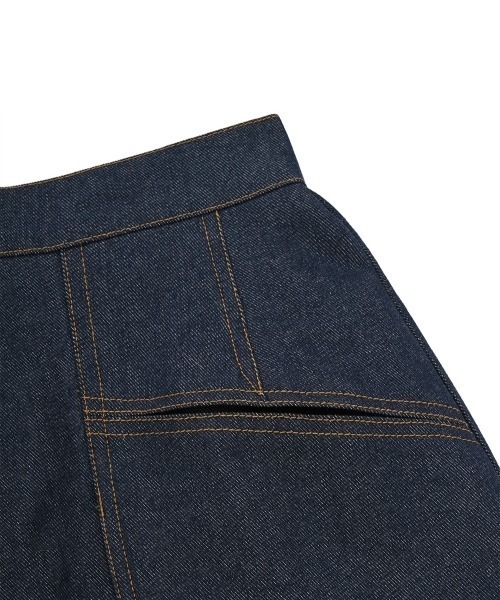 さらに100円引き◆MUAHMUAH◆STITCH LOGO DENIM POCKET SKIRT さらに100円引き◇MUAHMUAH◇STITCH LOGO DENIM POCKET SKIRT