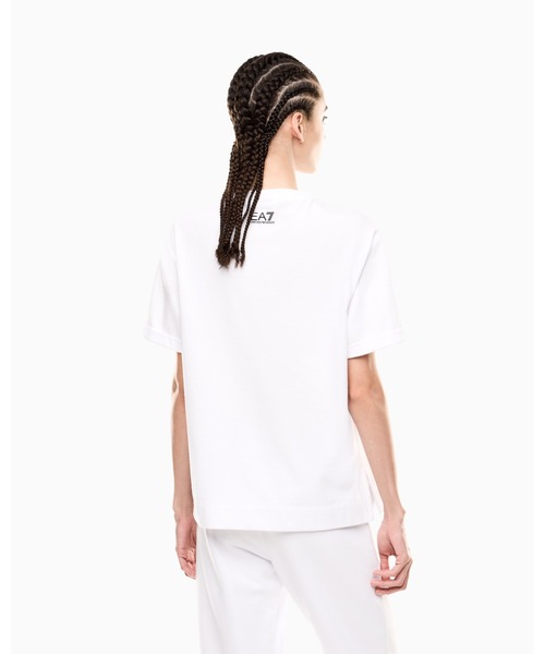 EMPORIO ARMANI EA7(エンポリオアルマーニイーエーセブン)の「【エンポリオ アルマーニ EA7】Logo Series クルーネックTシャツ コットンジャージー スパンコール(Tシャツ/カットソー・レディース・ホワイト/ブラック・LARGE/MEDIUM/SMALL/X-SMALL)」の4枚目の写真