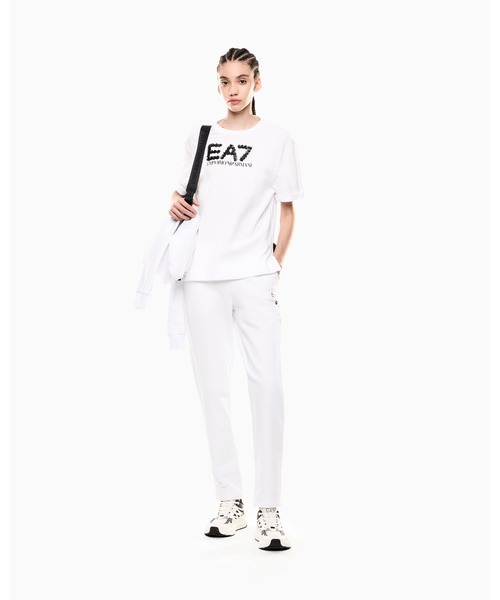 EMPORIO ARMANI EA7(エンポリオアルマーニイーエーセブン)の「【エンポリオ アルマーニ EA7】Logo Series クルーネックTシャツ コットンジャージー スパンコール(Tシャツ/カットソー・レディース・ホワイト/ブラック・LARGE/MEDIUM/SMALL/X-SMALL)」の6枚目の写真