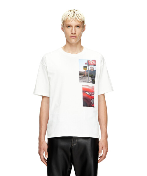 DIESEL(ディーゼル)の「メンズ Tシャツ T-BOXT-T3(Tシャツ/カットソー・メンズ・オフホワイト/ライトブルー/ブラック・XX-LARGE/X-LARGE/LARGE/MEDIUM/SMALL/X-SMALL/XXX-LARGE)」の1枚目の写真