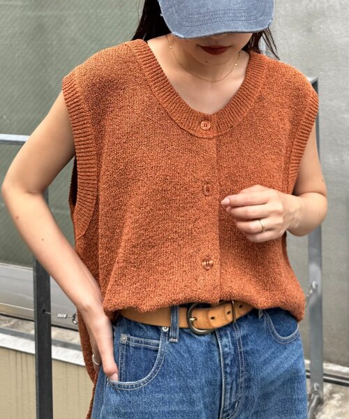 ベスト ジレ メランジ編みサマーニットベスト レディース 楽天市場】透かし編み ベスト レディース 春 夏 前開きベスト