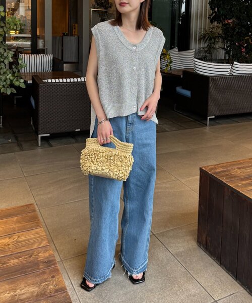 CIAOPANIC TYPY（チャオパニックティピー）の「メランジ編みニットベスト（ベスト・レディース・アイボリー/オレンジ/ブルー/チャコールグレー・ONE SIZE）」の7枚目の写真