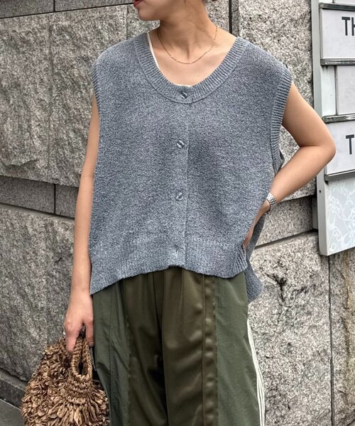 CIAOPANIC TYPY（チャオパニックティピー）の「メランジ編みニットベスト（ベスト・レディース・アイボリー/オレンジ/ブルー/チャコールグレー・ONE SIZE）」の11枚目の写真