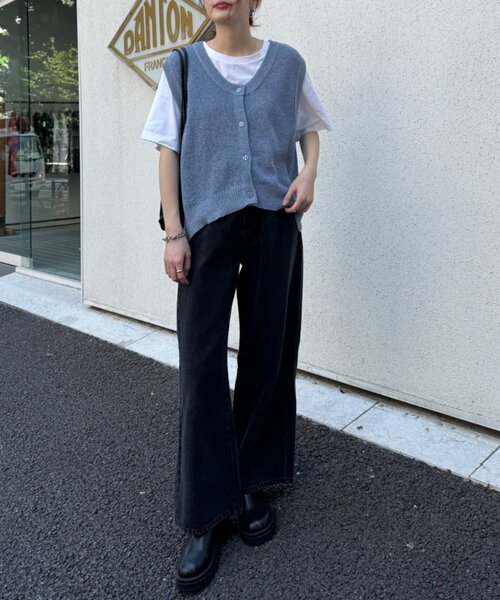 CIAOPANIC TYPY（チャオパニックティピー）の「メランジ編みニットベスト（ベスト・レディース・アイボリー/オレンジ/ブルー/チャコールグレー・ONE SIZE）」の18枚目の写真