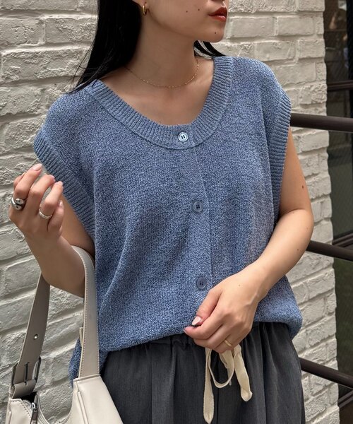 CIAOPANIC TYPY（チャオパニックティピー）の「メランジ編みニットベスト（ベスト・レディース・アイボリー/オレンジ/ブルー/チャコールグレー・ONE SIZE）」の19枚目の写真