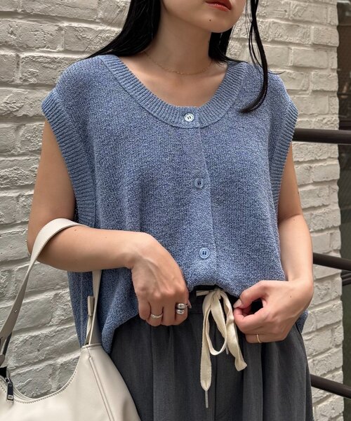 CIAOPANIC TYPY（チャオパニックティピー）の「メランジ編みニットベスト（ベスト・レディース・アイボリー/オレンジ/ブルー/チャコールグレー・ONE SIZE）」の20枚目の写真