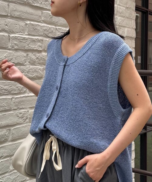 CIAOPANIC TYPY（チャオパニックティピー）の「メランジ編みニットベスト（ベスト・レディース・アイボリー/オレンジ/ブルー/チャコールグレー・ONE SIZE）」の21枚目の写真