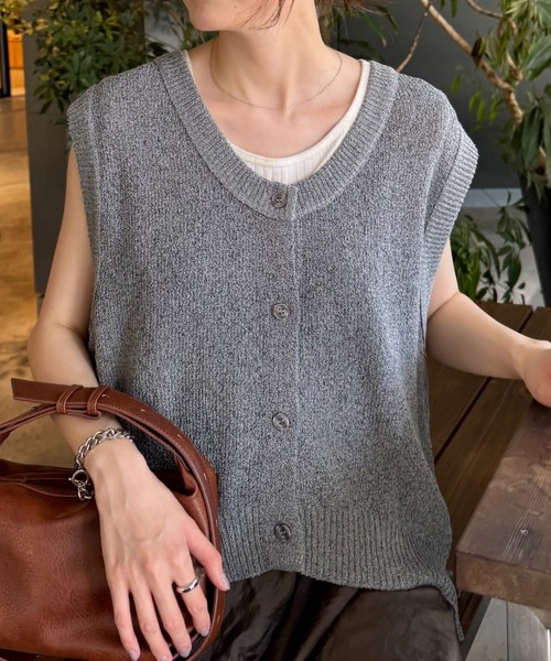 CIAOPANIC TYPY（チャオパニックティピー）の「メランジ編みニットベスト（ベスト・レディース・アイボリー/オレンジ/ブルー/チャコールグレー・ONE SIZE）」の3枚目の写真