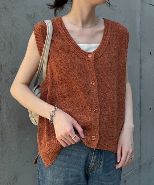 セール】メランジ編みニットベスト（ベスト）｜CIAOPANIC TYPY（チャオ