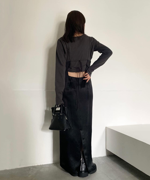 plage Back ribbon open キャミワンピース　38 ブラック plage｜《代官山店・WEB限定》Back ribbon open キャミ