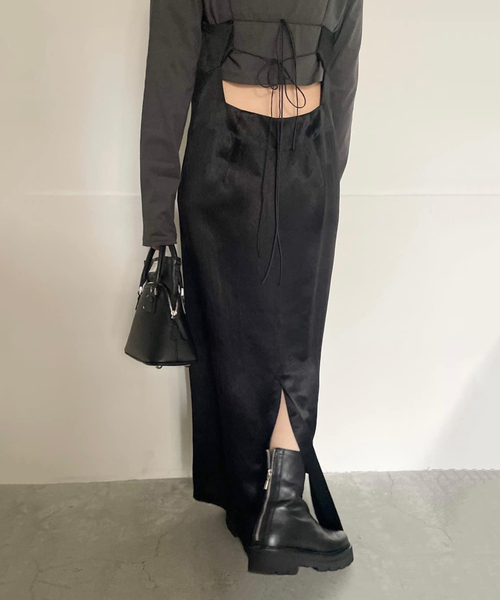 plage Back ribbon open キャミワンピース　38 ブラック 代官山店・WEB限定》Back ribbon open キャミワンピース