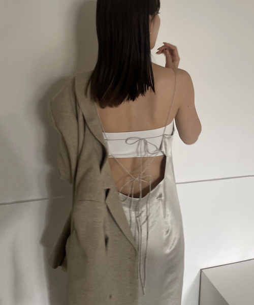 plage Back ribbon open キャミワンピース plage｜《代官山店・WEB限定》Back ribbon open キャミ