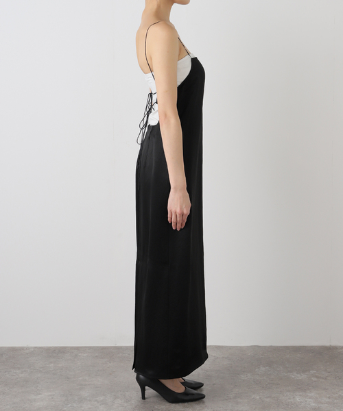 ROLAROLA★大人気★BACK RIBBON SLEEVELESS ONEPIECE_2色 ロジータ ROJITA マリン風ダブル開きワンピース （ブラック