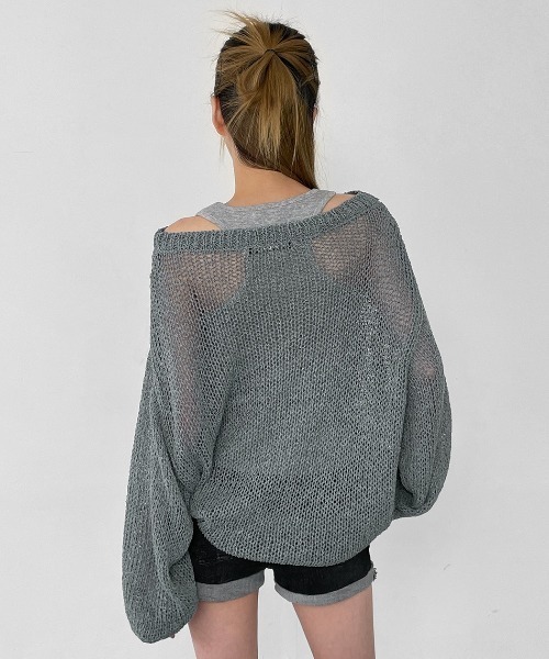 L&#39;Appartement DEUXIEME CLASSE - ネコ⭐︎ ボートネックアゼKNIT knit-02197 オーバーサイズ ボートネックニット アイボリー
