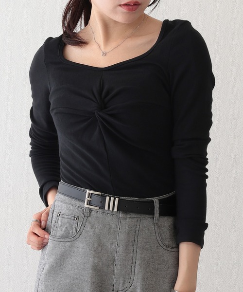 Lace Ladies(レースレディース)の「フロント ツイスト ラウンドネック 長袖 カットソー(Tシャツ/カットソー・レディース・ホワイト/ブラック/グレー・FREE)」の17枚目の写真