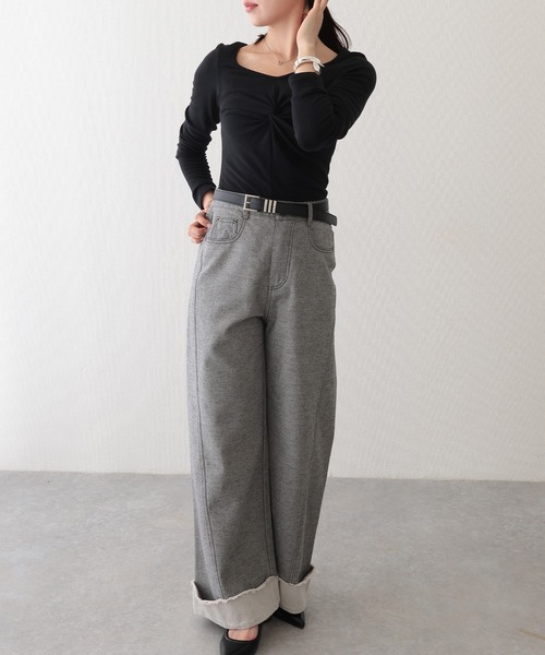 Lace Ladies(レースレディース)の「フロント ツイスト ラウンドネック 長袖 カットソー(Tシャツ/カットソー・レディース・ホワイト/ブラック/グレー・FREE)」の18枚目の写真