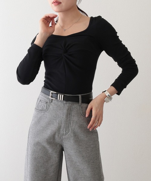 Lace Ladies(レースレディース)の「フロント ツイスト ラウンドネック 長袖 カットソー(Tシャツ/カットソー・レディース・ホワイト/ブラック/グレー・FREE)」の19枚目の写真