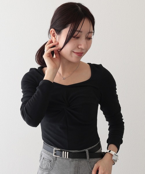 Lace Ladies(レースレディース)の「フロント ツイスト ラウンドネック 長袖 カットソー(Tシャツ/カットソー・レディース・ホワイト/ブラック/グレー・FREE)」の20枚目の写真