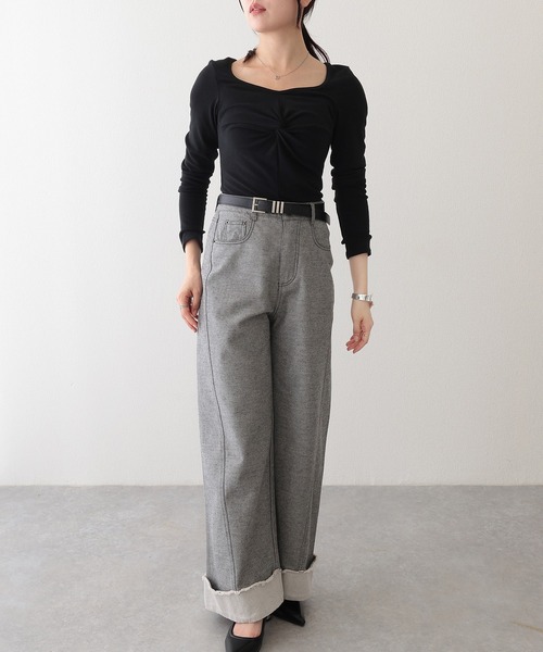 Lace Ladies(レースレディース)の「フロント ツイスト ラウンドネック 長袖 カットソー(Tシャツ/カットソー・レディース・ホワイト/ブラック/グレー・FREE)」の21枚目の写真