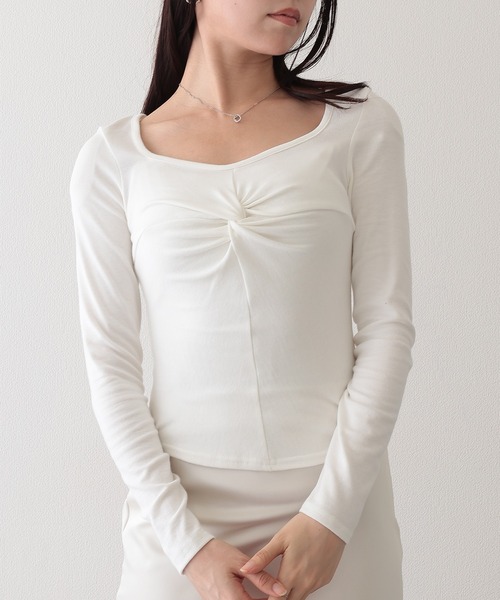 Lace Ladies(レースレディース)の「フロント ツイスト ラウンドネック 長袖 カットソー(Tシャツ/カットソー・レディース・ホワイト/ブラック/グレー・FREE)」の12枚目の写真