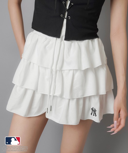 MLB(メジャーリーグベースボール)の「【MLB/メジャーリーグベースボール】ミニ裏毛ティアードミニスカート /セットアップ対応(スカート・レディース・ネイビー/杢グレー/オフホワイト/ブラック/オートミール・ONESIZE)」の16枚目の写真
