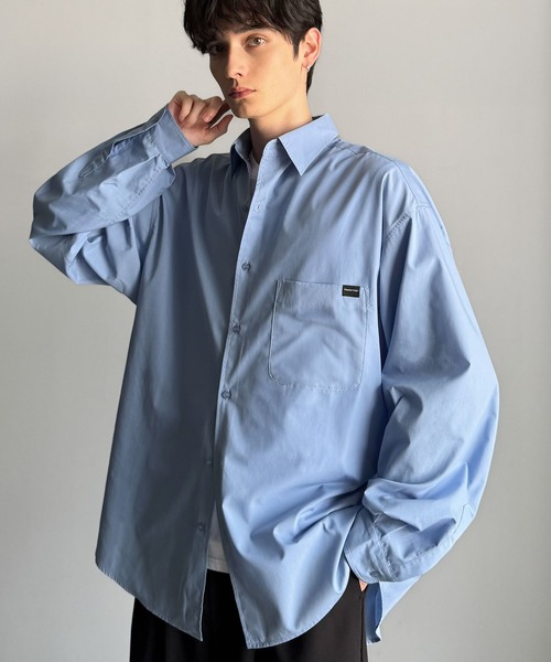 Classical Origin(クラシカルオリジン)の「【Classical Origin】ゆとりを着る。ネーム付き胸ポケットビッグシャツ(長袖)/Brand name & chest pocket long sleeved big shirt(シャツ/ブラウス・メンズ・チャコール/ブラック系1/オフホワイト/グレー系/ブルー/ブラック系2・X-LARGE/MEDIUM/LARGE)」の6枚目の写真