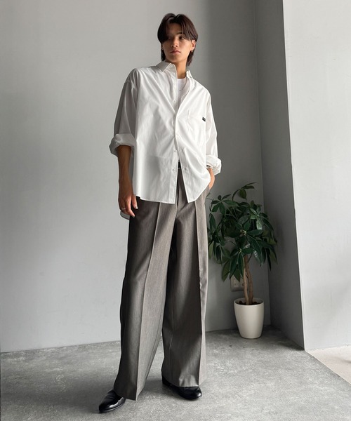 Classical Origin(クラシカルオリジン)の「【Classical Origin】ゆとりを着る。ネーム付き胸ポケットビッグシャツ(長袖)/Brand name & chest pocket long sleeved big shirt(シャツ/ブラウス・メンズ・チャコール/ブラック系1/オフホワイト/グレー系/ブルー/ブラック系2・X-LARGE/MEDIUM/LARGE)」の7枚目の写真