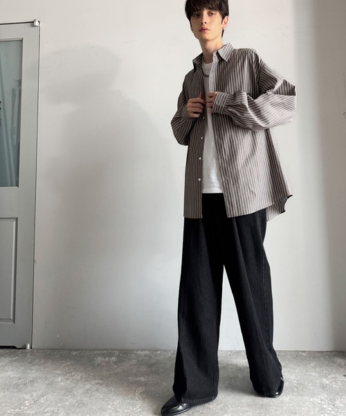 Classical Origin(クラシカルオリジン)の「【Classical Origin】ゆとりを着る。ネーム付き胸ポケットビッグシャツ(長袖)/Brand name & chest pocket long sleeved big shirt(シャツ/ブラウス・メンズ・チャコール/ブラック系1/オフホワイト/グレー系/ブルー/ブラック系2・X-LARGE/MEDIUM/LARGE)」の18枚目の写真