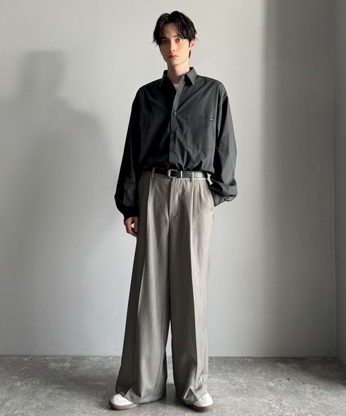 Classical Origin(クラシカルオリジン)の「【Classical Origin】ゆとりを着る。ネーム付き胸ポケットビッグシャツ(長袖)/Brand name & chest pocket long sleeved big shirt(シャツ/ブラウス・メンズ・チャコール/ブラック系1/オフホワイト/グレー系/ブルー/ブラック系2・X-LARGE/MEDIUM/LARGE)」の15枚目の写真