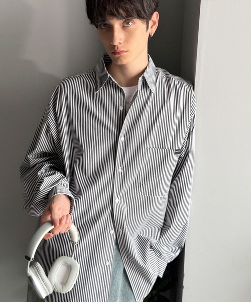 Classical Origin(クラシカルオリジン)の「【Classical Origin】ゆとりを着る。ネーム付き胸ポケットビッグシャツ(長袖)/Brand name & chest pocket long sleeved big shirt(シャツ/ブラウス・メンズ・チャコール/ブラック系1/オフホワイト/グレー系/ブルー/ブラック系2・X-LARGE/MEDIUM/LARGE)」の10枚目の写真