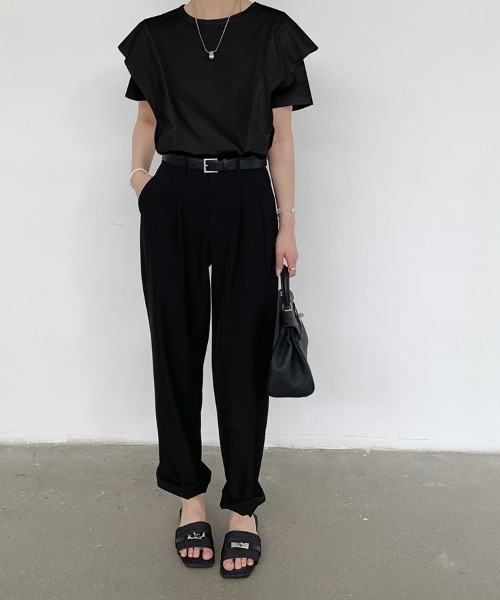 ReRe(リリ)の「フレンチスリーブフリルカットソー(Tシャツ/カットソー・レディース・ブラック/ホワイト・FREE)」の10枚目の写真