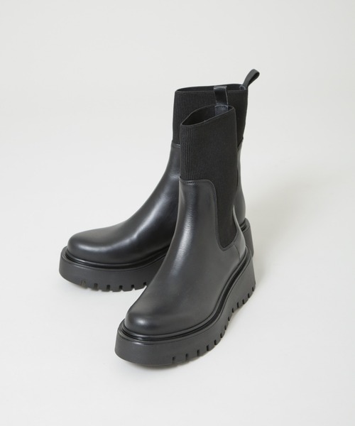 CORSO ROMA，9（コルソローマ）の「CORSO ROMA9/サイドゴアリブニットブーツ（ブーツ・レディース・ブラック・36/37/38）」の8枚目の写真