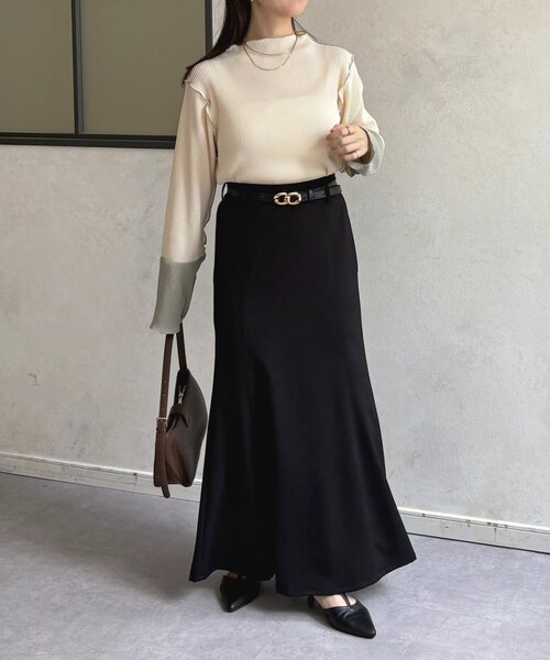 Thevon(ゼボン)の「袖先配色プリーツメロープルオーバー(Tシャツ/カットソー・レディース・ベージュ/ブラック/ホワイト系その他/ベージュ系その他/ブラック系その他/アイボリー・FREE)」の12枚目の写真