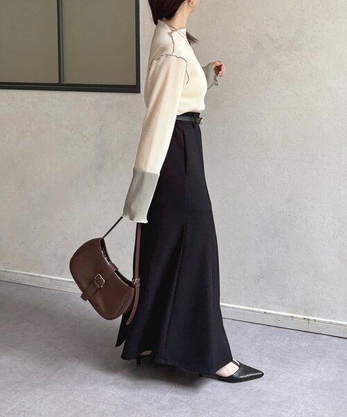 Thevon(ゼボン)の「袖先配色プリーツメロープルオーバー(Tシャツ/カットソー・レディース・ベージュ/ブラック/ホワイト系その他/ベージュ系その他/ブラック系その他/アイボリー・FREE)」の14枚目の写真