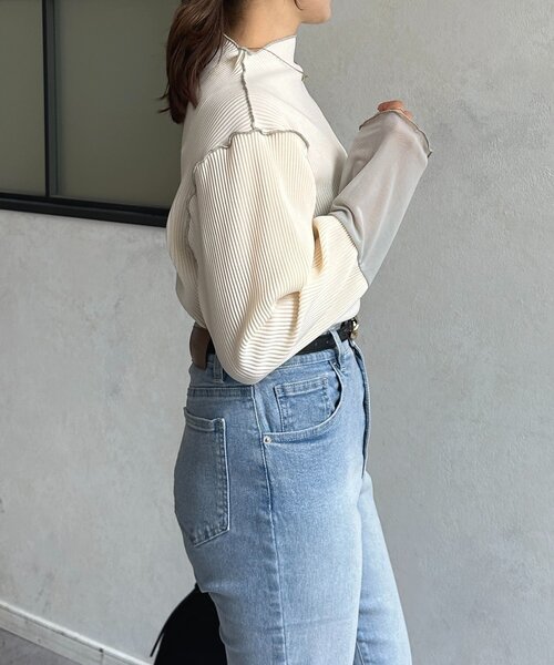 Thevon(ゼボン)の「袖先配色プリーツメロープルオーバー(Tシャツ/カットソー・レディース・ベージュ/ブラック/ホワイト系その他/ベージュ系その他/ブラック系その他/アイボリー・FREE)」の21枚目の写真