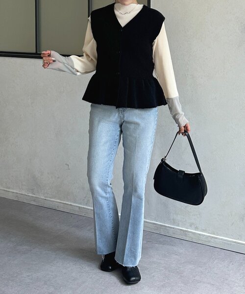 Thevon(ゼボン)の「袖先配色プリーツメロープルオーバー(Tシャツ/カットソー・レディース・ベージュ/ブラック/ホワイト系その他/ベージュ系その他/ブラック系その他/アイボリー・FREE)」の22枚目の写真