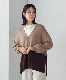 バイカラー ポンチョカーディガン