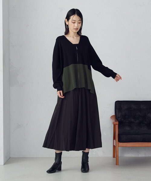 COMME CA ISM（コムサイズム）の「バイカラー ポンチョカーディガン（カーディガン/ボレロ・レディース・ブラック/ブラウン/アイボリー・FREE）」の8枚目の写真